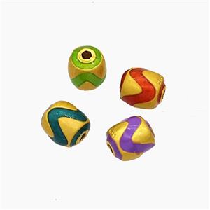 Copper Barrel Beads Painted Gold Plated Mixed, approx 6-7mm