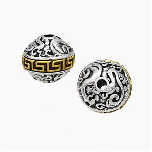 Tibetan Style Alloy Beads Bicone Antique Silver Golden, approx 10-11.5mm