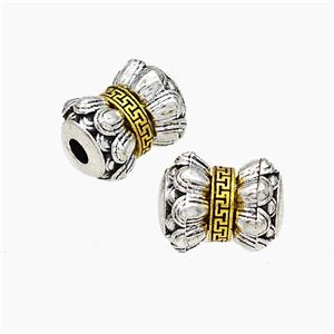 Tibetan Style Alloy Lotus Beads Rotatable Large Hole Antique Silver Golden, approx 10-12mm, 4mm hole