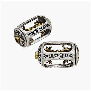 Tibetan Style Alloy Prayer Wheel Beads Rotatable Antique Silver Golden, approx 11-18mm