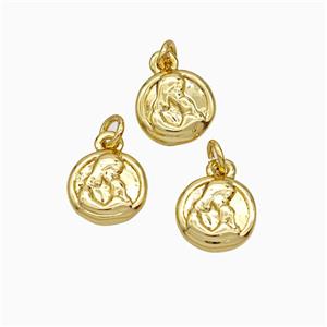 Copper Mother Pendant Love Gold Plated, approx 8mm