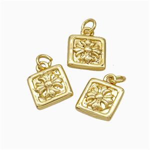 Copper Cross Pendant Square Gold Plated, approx 8mm