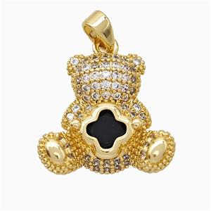 Copper Bear Pendant Pave Zirconia Gold Plated, approx 18-20mm