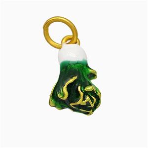 Copper Vegetable Pendant Green Painted Gold Plated, approx 10-15mm