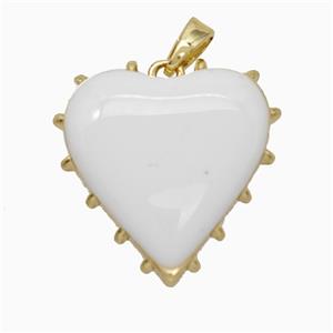 Copper Heart Pendant White Enamel Gold Plated, approx 20mm