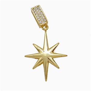 Copper Northstar Pendant Pave Zirconia Gold Plated, approx 17-20mm, 4-8mm
