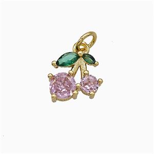 Copper Cherry Pendant Pave Zirconia Gold Plated, approx 10mm