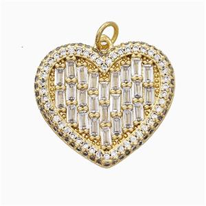 Copper Heart Pendant Pave Zirconia Gold Plated, approx 23mm