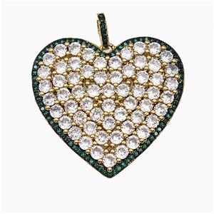 Copper Heart Pendant Pave Zirconia Gold Plated, approx 35mm, 6-8mm
