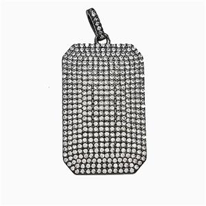Copper Rectangle Pendant Micropave Zirconia Black Plated, approx 20-32mm