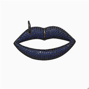 Copper Lips Pendant Micropave Zirconia Black Plated, approx 20-37mm