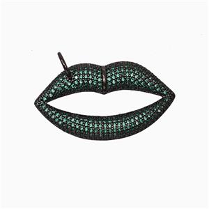 Copper Lips Pendant Micropave Zirconia Black Plated, approx 20-37mm