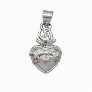Copper Heart Pendant Platinum Plated, approx 11-15mm