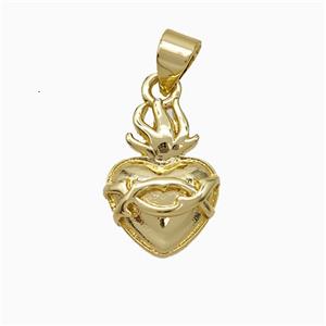 Copper Heart Pendant Gold Plated, approx 11-15mm