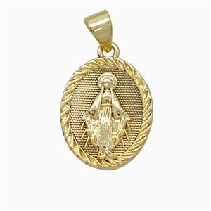 Copper Virgin Mary Pendant Gold Plated, approx 14-16mm