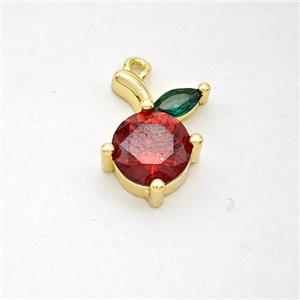 Copper Cherry Pendant Pave Zirconia Gold Plated, approx 8-15mm, 5mm