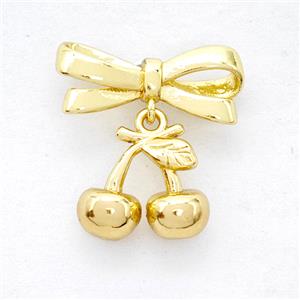Copper Bowknot And Cherry Pendant Gold Plated, approx 12mm, 7-17mm