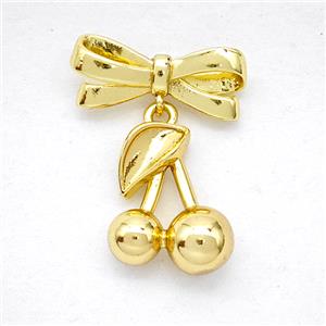 Copper Bowknot And Cherry Earrings Gold Plated, approx 12-15mm, 7-17mm