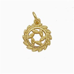 Copper Flower Pendant Gold Plated, approx 12.5mm