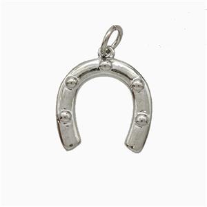 Copper Horseshoe Pendant Platinum Plated, approx 14-15mm