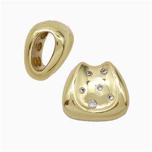 Copper Saddle Pendant Pave Zirconia Gold Plated, approx 13-15mm, 4-9mm hole