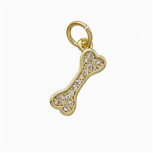 Copper Dogbone Pendant Pave Zirconia Gold Plated, approx 5-13mm