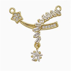 Copper Star Pendant Pave Zirconia Stick 2loops Gold Plated, approx 5mm, 16-20mm