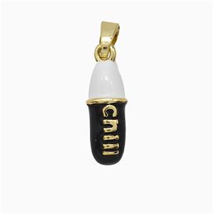 Pill Charms Copper Pendant Black Enamel Gold Plated, approx 5-15mm