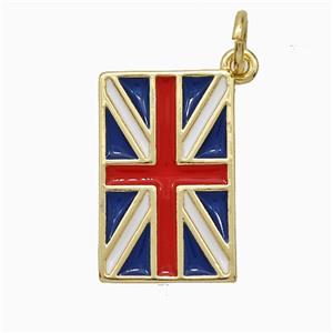 British Flag Charms Copper Pendant Enamel Gold Plated, approx 11-17.5mm