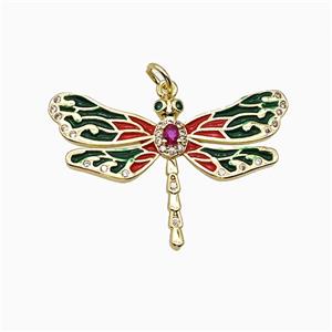 Copper Dragonfly Pendant Enamel Gold Plated, approx 23-34mm