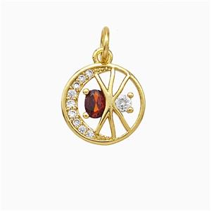 Copper Moon Pendant Pave Zirconia Sun Gold Plated, approx 12mm