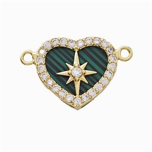 Copper Heart Pendant Pave Zirconia Resin Star 2loops Gold Plated, approx 16mm