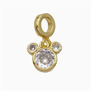 Copper Ratheader Pendant Pave Zirconia Gold Plated, approx 9-12mm, 8.5mm dia