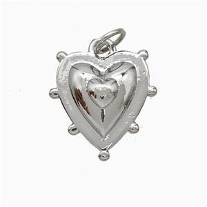 Copper Heart Pendant Platinum Plated, approx 15-16mm