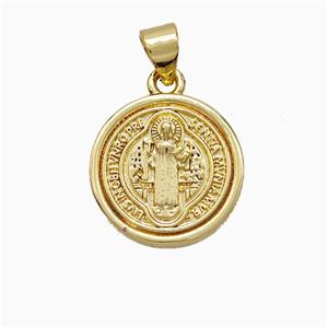 Saint Jude Charms Copper Pendant Gold Plated, approx 15mm