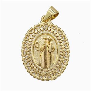 Saint Jude Charms Copper Pendant Gold Plated, approx 16-20mm