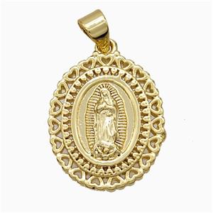 Virgin Mary Charms Copper Pendant 18K Gold Plated, approx 17-20mm