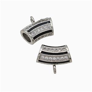 Copper Hanger Bail Pave Zirconia Black Enamel Platinum Plated, approx 7-13mm, 4mm hole