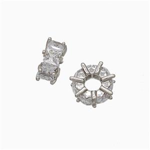 Copper Heishi Beads Pave Zirconia Platinum Plated, approx 8.5mm