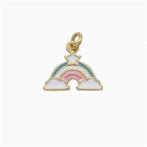 Copper Rainbow Pendant Enamel Gold Plated, approx 8-12mm