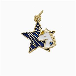 Copper Star And Unicorn Pendant Enamel Gold Plated, approx 14mm