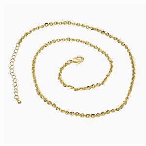 Copper Necklace Chain Rolo Gold Plated, approx 3mm, 44-49cm length