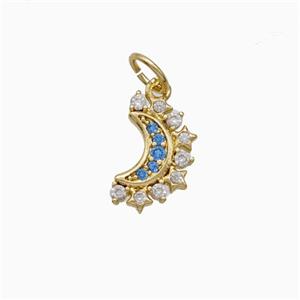 Copper Moon Pendant Pave Zirconia Gold Plated, approx 7-11mm