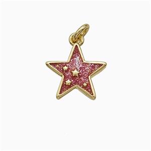 Enamel Star Pendant Pink Painted Gold Plated, approx 11mm