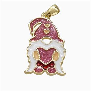 Christmas Santa Claus Charms Copper Pendant Enamel Gold Plated, approx 13-20mm