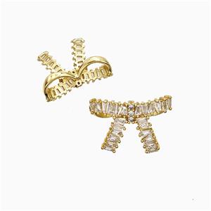 Copper Awareness Ribbons Pendant Pave Zirconia 2loops Gold Plated, approx 13-18mm