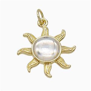 Copper Sun Pendant Pave Acrylic Gold Plated, approx 18mm