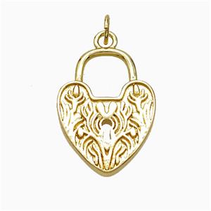 Copper Heart Lock Pendant Gold Plated, approx 16-22mm
