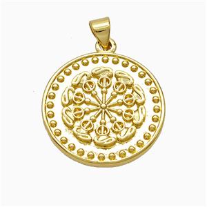 Copper Circle Pendant Gold Plated, approx 22mm