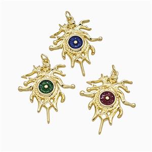 Copper Sun Pendant Painted Gold Plated Mixed, approx 26-30mm